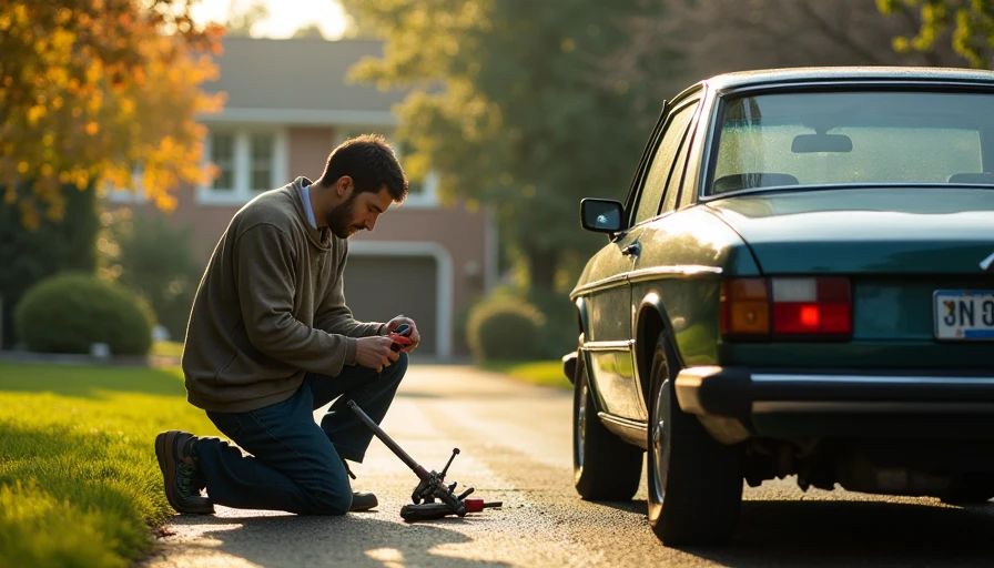 Visual context for what tools needed to change a tire