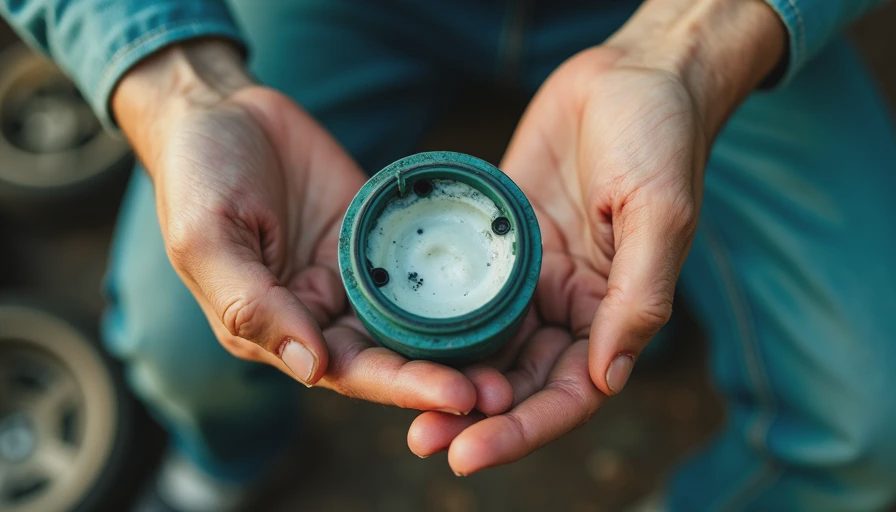 Visual context for white gunk on oil cap