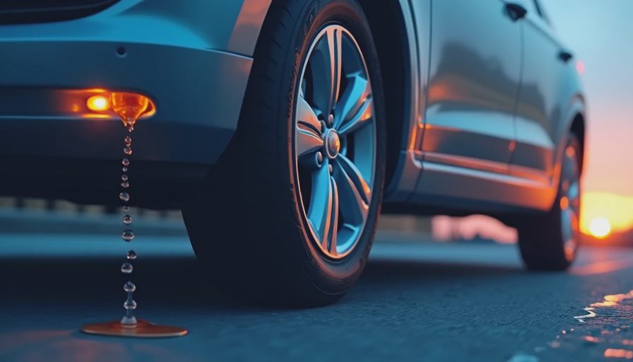 Illustration for car dripping liquid